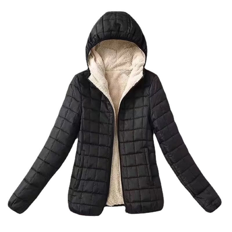 Damen gesteppte Thermo-Kapuzenjacke mit Teddyfleece-Innenlage EB