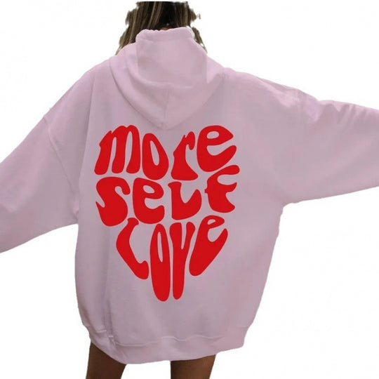 Damen oversized Kapuzenpullover mit kreativem Herzmotiv EB