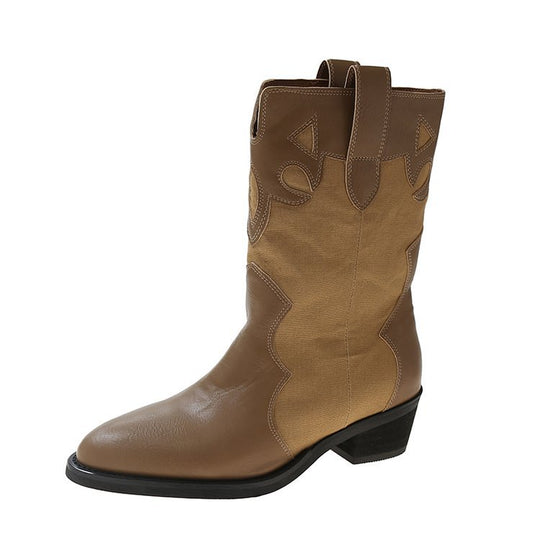 Damen Cowboy-Stiefel mit modischem Stickmotiv EB