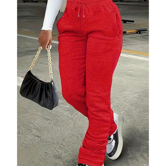 Damen nan figurbetonte Highwaist-Stretch-Sweathose mit gerafften Knöchelabschlüssen und Eingrifftaschen EB
