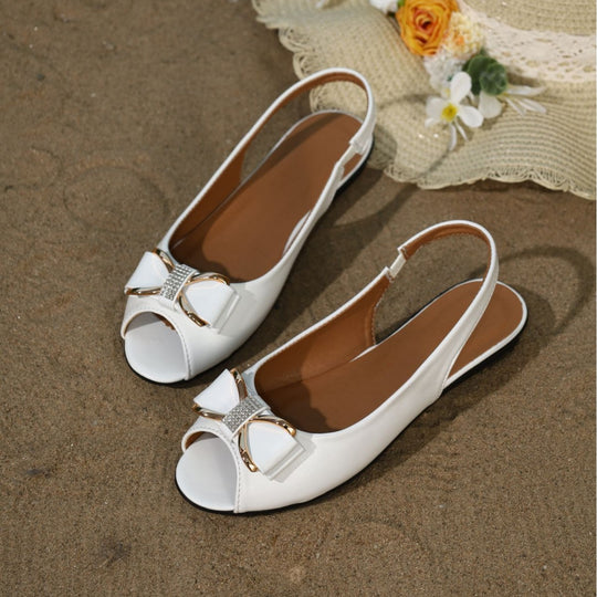 Damen offene Slingback-Sandalen mit funkelnder Schleifenapplikation EB