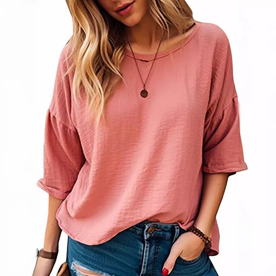 Damen Oversized Langarmshirt aus weich strukturiertem Material EB
