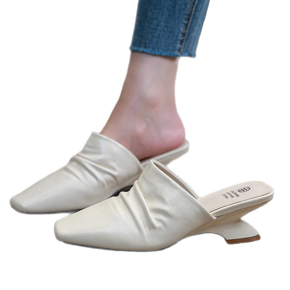 Damen elegante Pantoletten mit modischem Raffung-Design EB