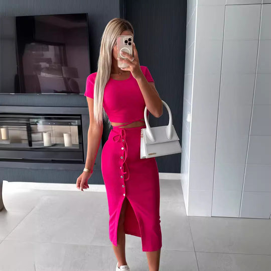 Damen Set mit cropped Top und Midi-Rock EB