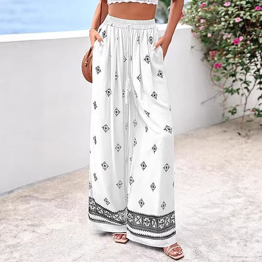 Damen weite Sommerhose mit Boho-Muster EB