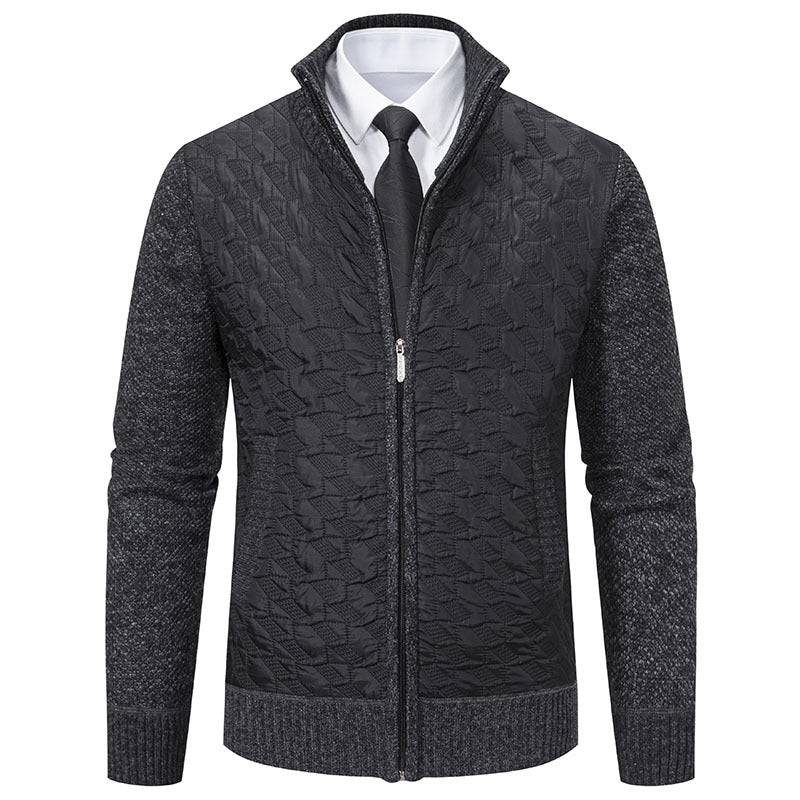 Herren stylische Steppjacke mit strukturiertem Obermaterial und hohem Kragen EB