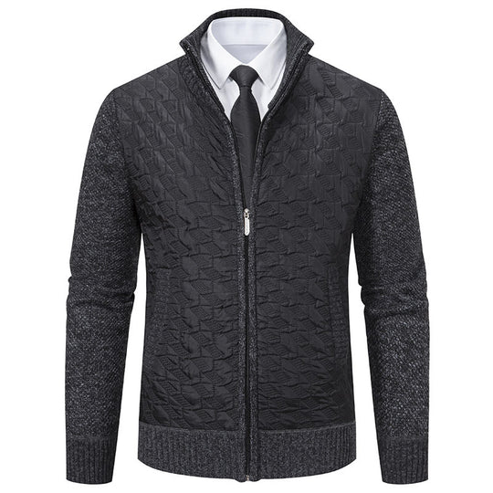 Herren stylische Steppjacke mit strukturiertem Obermaterial und hohem Kragen EB