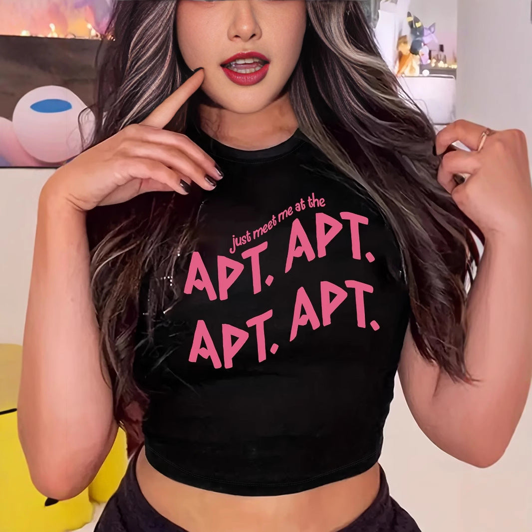 Damen Crop-Top mit auffälligem Schriftzug EB