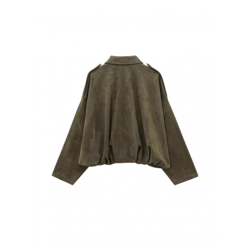 Damen modische Oversize-Jacke mit verstecktem Bund und Schulterdetails EB