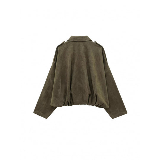 Damen modische Oversize-Jacke mit verstecktem Bund und Schulterdetails EB