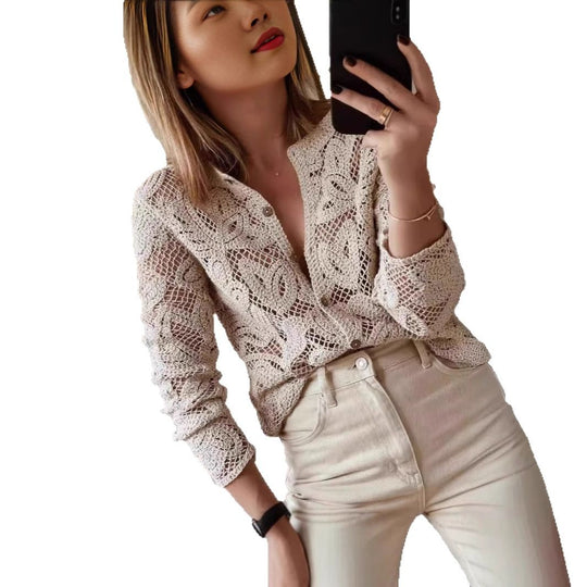 Damen Strickbluse mit filigranem Muster EB