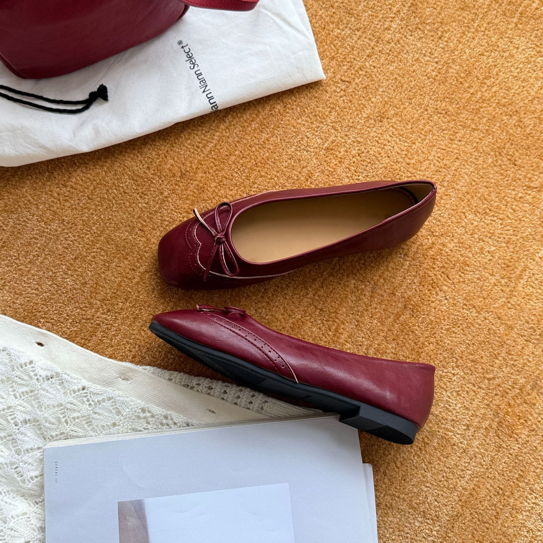 Damen Ballerinas mit eleganten Schleifen und hochwertigem Leder EB