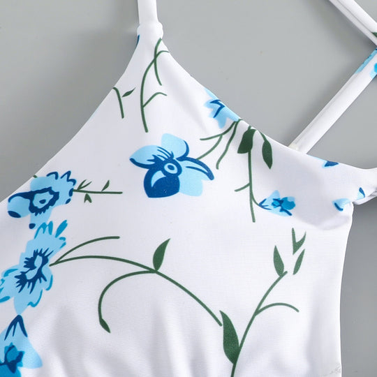 Damen Triangel-Bikini mit versetzten Trägern und floralem Muster EB