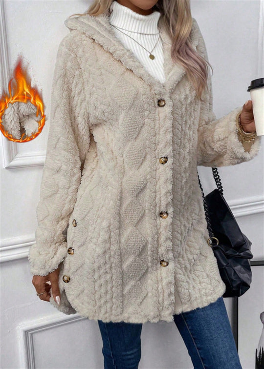 Damen Kuschelige Teddyjacke mit Knopfverschluss EB