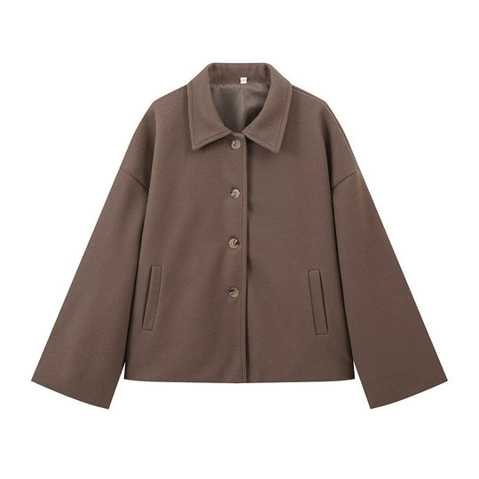 Damen modische Oversized-Winterjacke mit Knopfleiste und praktischen Taschen EB