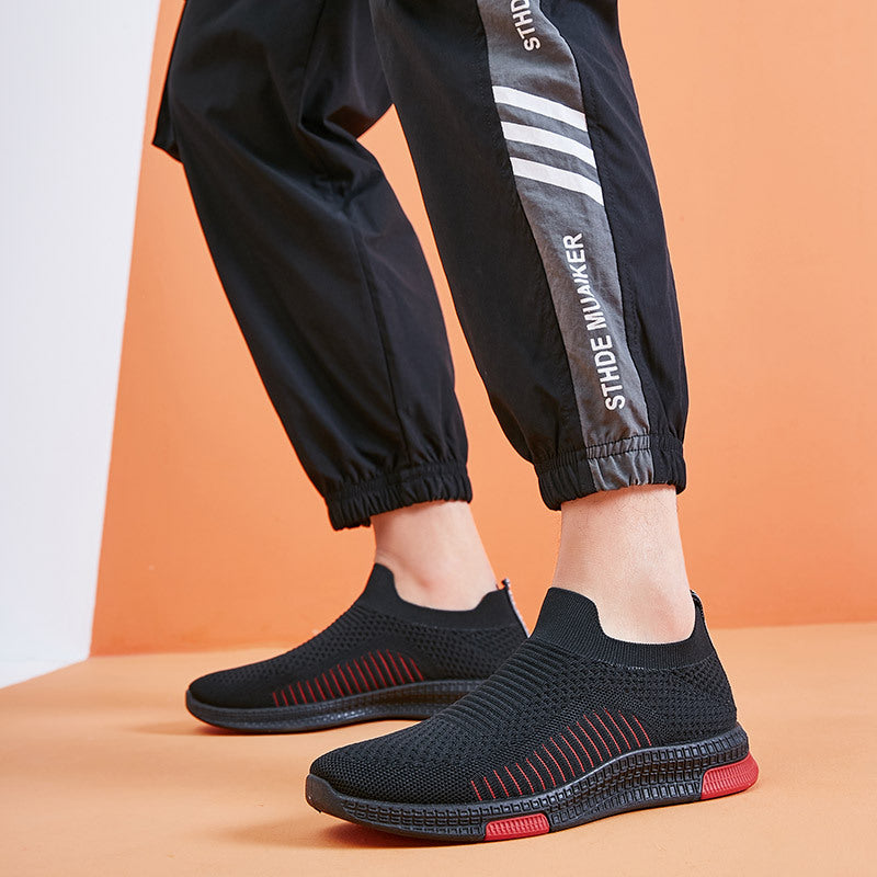 Damen Komfortable Slip-On Sneakers mit atmungsaktiver Strickoberfläche EB