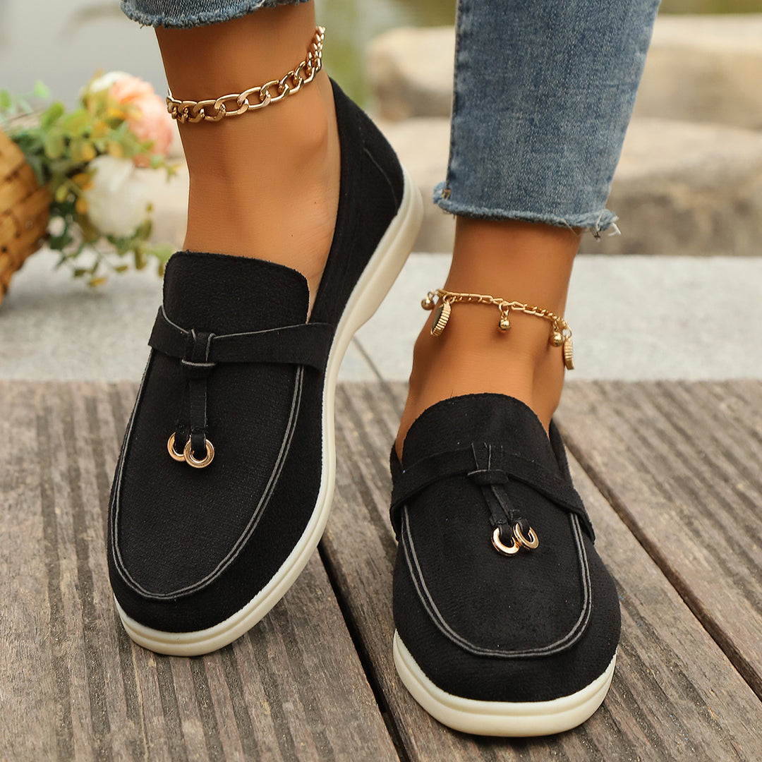 Damen Mokassins mit modischem Design und goldenen Akzenten EB