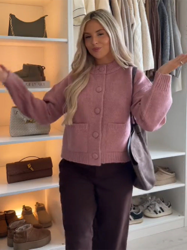 Damen Strickjacke mit übergroßem Schnitt und Knopfdetails EB