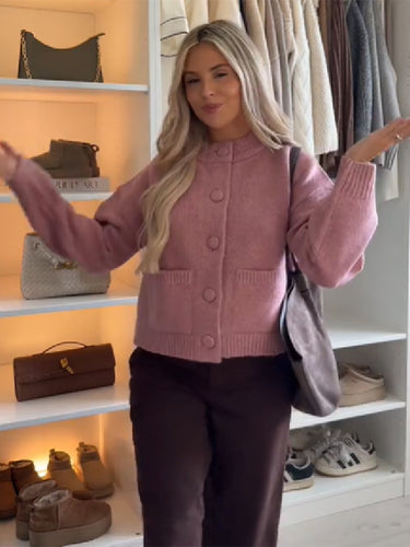 Damen Strickjacke mit übergroßem Schnitt und Knopfdetails EB