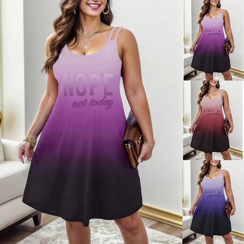 Damen ärmelloses Sommerkleid mit großzügigem V-Ausschnitt und trendigem Farbverlauf EB