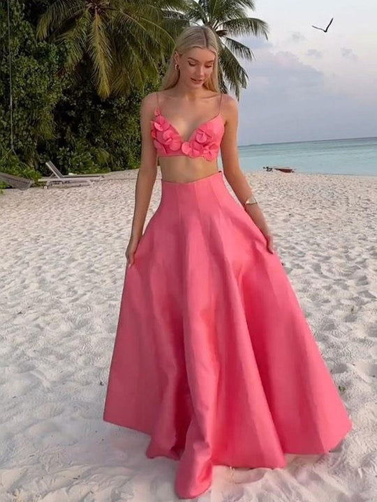 Damen Modisches Set mit Blumendetails und ausgestelltem Rock EB