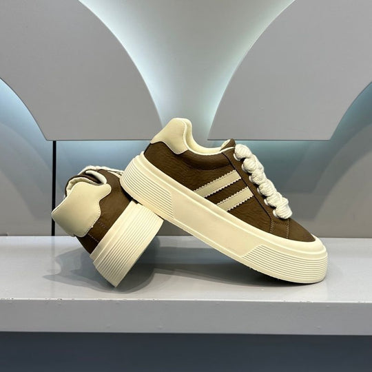 Damen Modische Sneakers mit hohem Plateau und Kordelzug EB