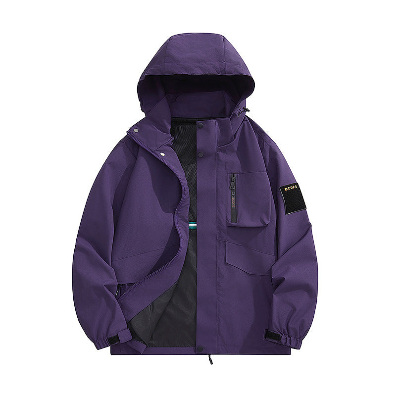 Herren multifunktionale Utility-Outdoorjacke mit Kapuze, verdeckten Taschenklappen und windabweisender Beschichtung EB
