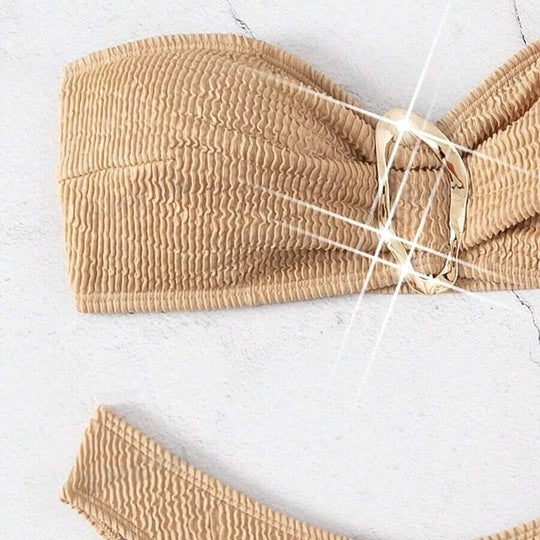 Damen Bandeau-Bikini mit modischem Knotendesign und elegantem Ringdetail EB