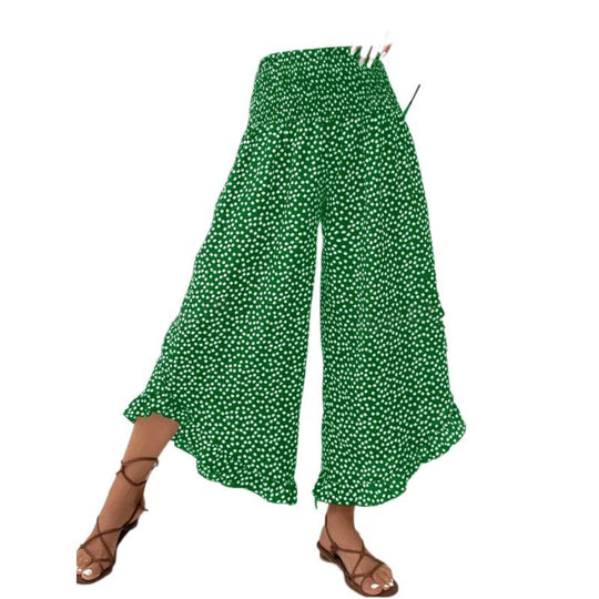 Damen Freizeithose mit weitem Bein und modernem Polka-Dot-Muster EB