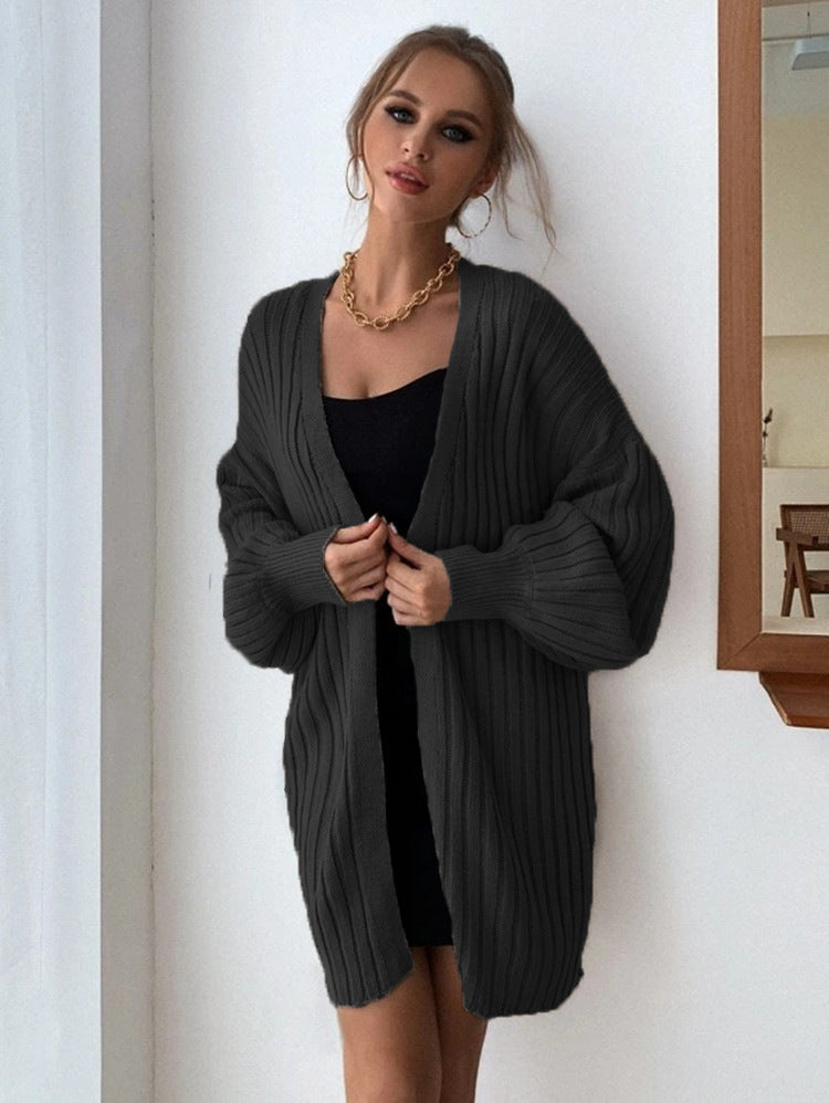 Damen Weitgeschnittener Strickcardigan mit strukturiertem Rippdesign EB