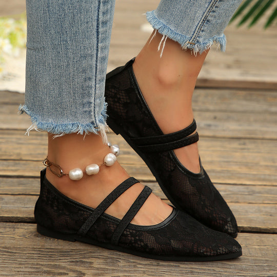 Damen Ballerinas mit elegantem Spitzendesign EB