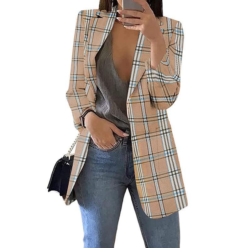 Damen Karierter Blazer mit modernem Schnitt und lässigen Details EB