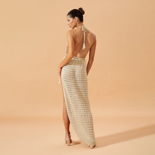 Damen figurbetontes Netzkleid mit raffiniertem Muster EB