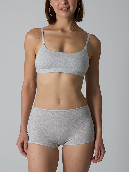 Sport-BH-Set für Damen aus reiner Baumwolle, BH ohne Einlage mit passenden Boxershorts