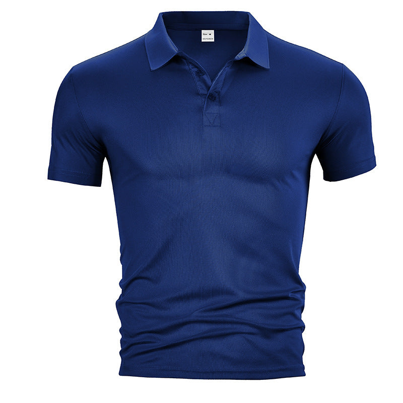 Herren nan figurbetontes Kurzarm-Poloshirt aus elastischem Jersey mit Hemdkragen und kurzer Knopfleiste EB