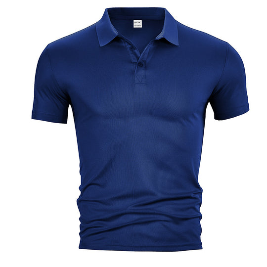 Herren nan figurbetontes Kurzarm-Poloshirt aus elastischem Jersey mit Hemdkragen und kurzer Knopfleiste EB