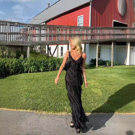 Damen Elegantes Abendkleid mit körperbetontem Schnitt und tiefem V-Ausschnitt EB