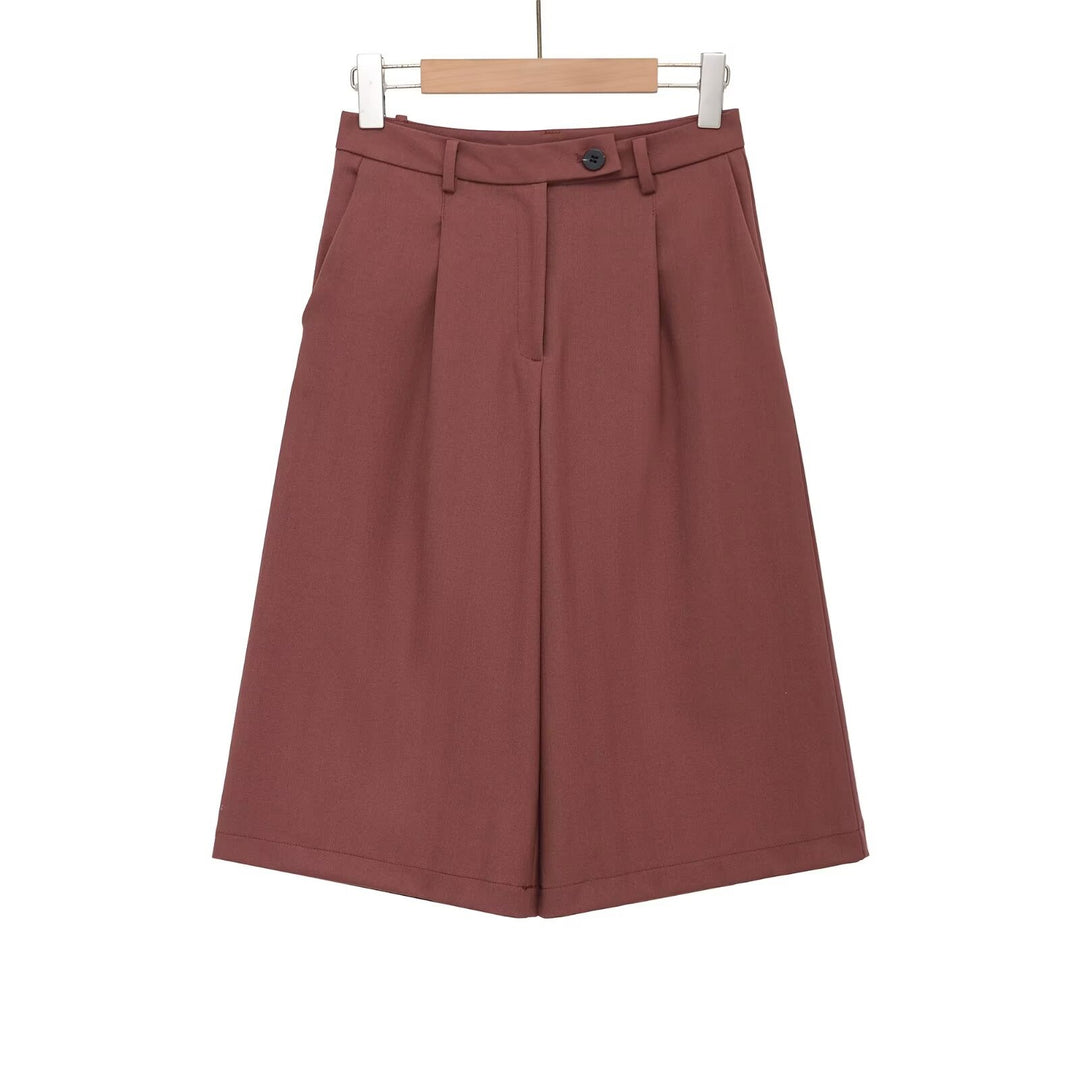 Damen weite Hochbund-Shorts mit eleganter Faltenlegung EB