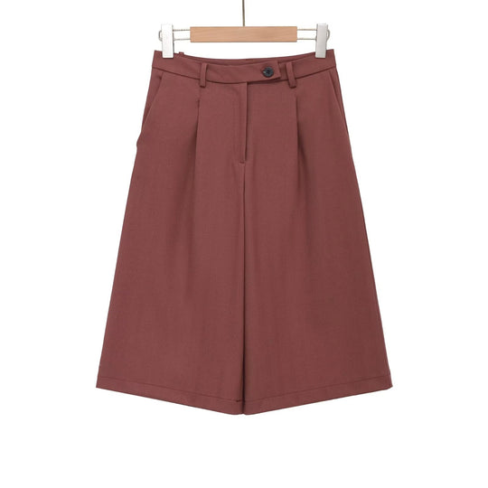 Damen weite Hochbund-Shorts mit eleganter Faltenlegung EB