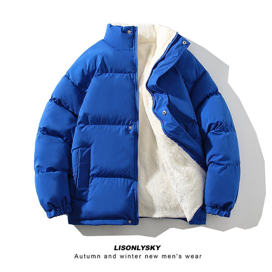 Herren nan gefütterte Winter-Steppjacke mit Teddyfutter, hohem Stehkragen und verdeckter Druckknopfleiste EB
