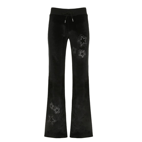 Damen Flare Jogginghose mit funkelnden Sternenapplikationen EB