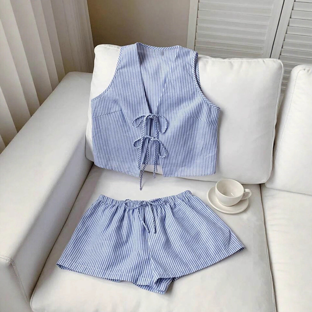 Damen Lässiges Zweiteiliges Set mit Bindegürtel EB