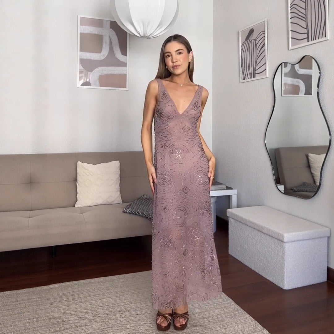 Damen Maxikleid mit aufregenden Strassverzierungen EB