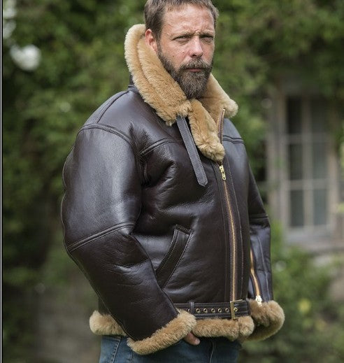 Herren authentische Lammfelljacke im Vintage-Stil EB