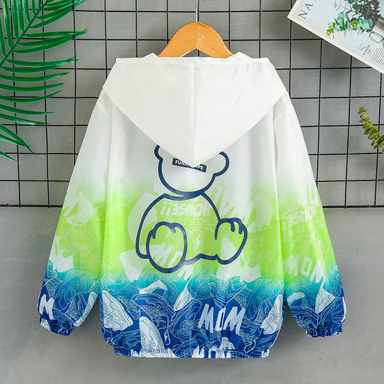 Unisex nan stylishe Kapuzenjacke mit großflächigem Bärenprint und elastischem Saum R&B