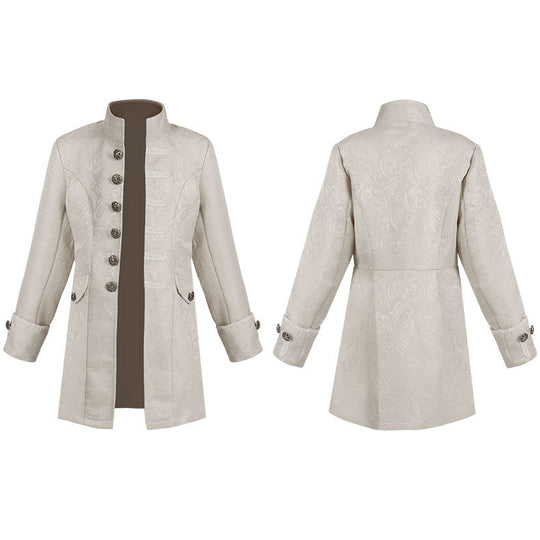 Damen nan taillierter Jacquard-Gehrock mit Stehkragen und dekorativer Knopfleiste Eb