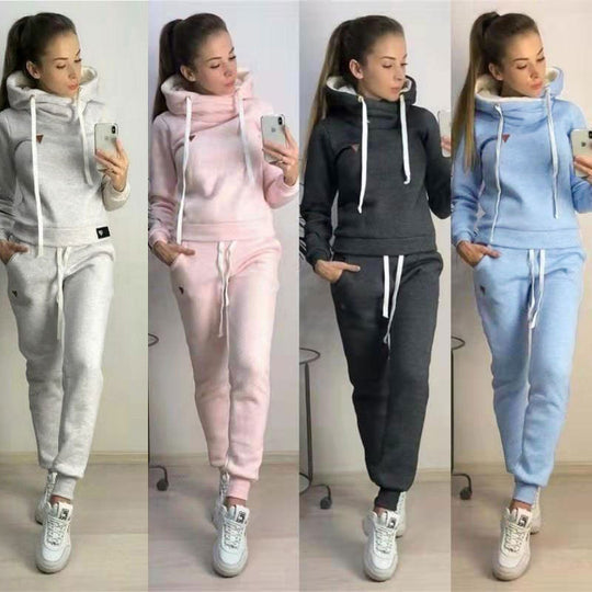 Damen Sportliches Hoodie-Set mit bequemer Passform und elastischen Hosen EB