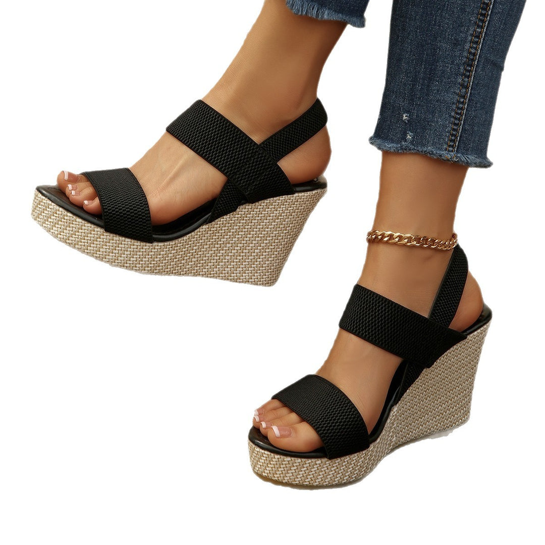 Damen Wedge-Sandalen mit elastischen Riemen und modischem Plateau EB