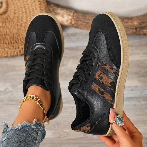 Damen Sneakers im trendigen Design mit Leopardenmuster und komfortablem Fußbett EB