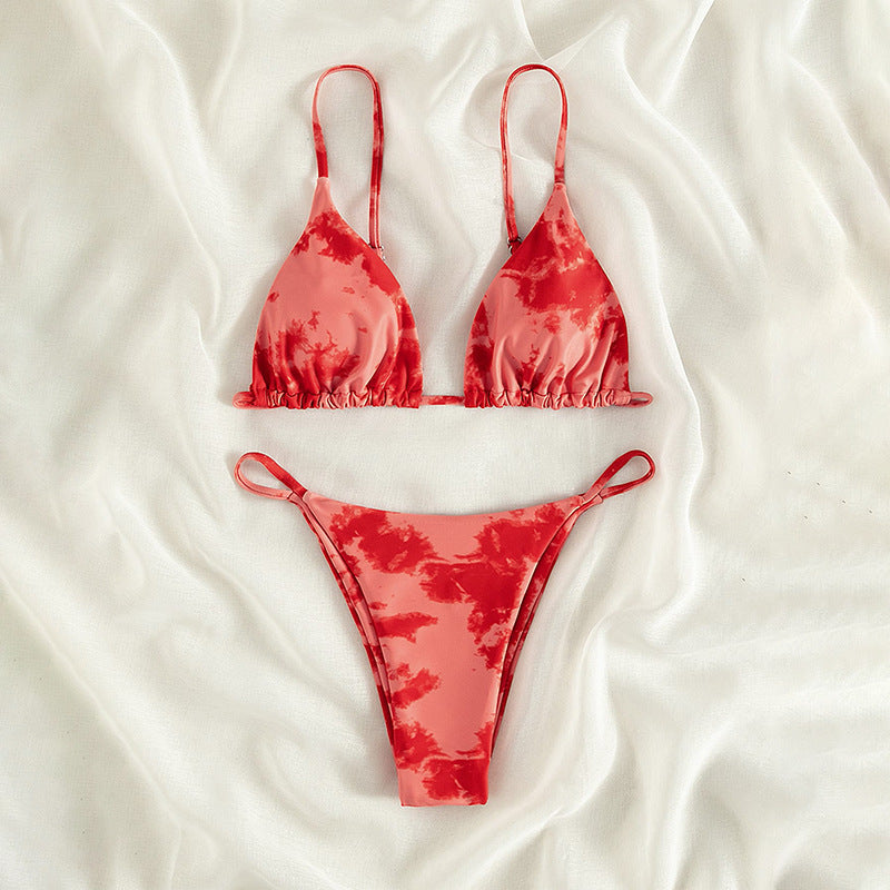 Damen Triangel-Bikini mit Raffung und verstellbaren Trägern EB